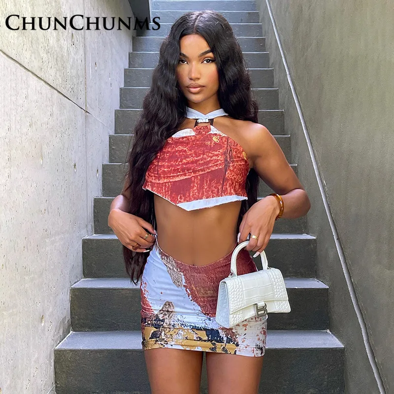 2022 Summer Printed Bra Vest Mini Skirt 2 Piece Women Set Traf Street Sleeveless Crop Top Bottoms Gothic Party Club Outfit Cheap
2022 Summer Printed Bra Vest Mini Skirt 2 Piece Women Set Traf Street Sleeveless Crop Top Bottoms Gothic Party Club Outfit Cheap