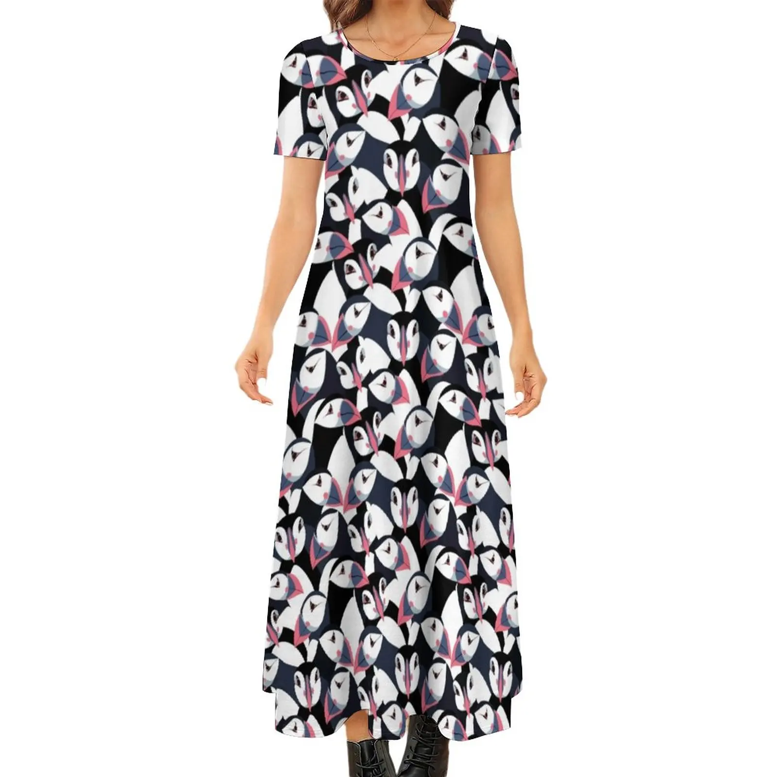 Arctic Animal Dress Funny Puffins Print Modern Maxi Dress Short Sleeve Aesthetic Boho Beach Long Dresses Women Oversized Vestido
Arctic Animal Dress Funny Puffins Print Modern Maxi Dress Short Sleeve Aesthetic Boho Beach Long Dresses Women Oversized Vestido