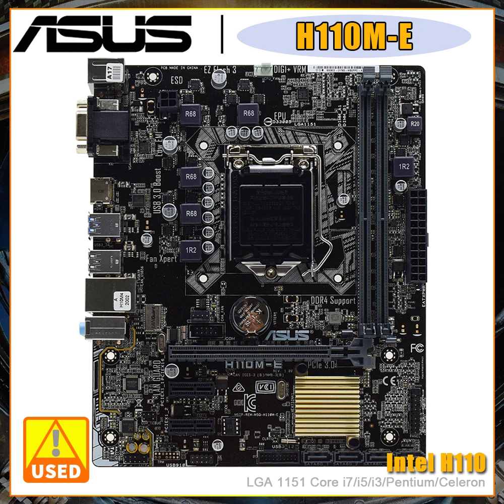 

ASUS H110M-E LGA 1151 Motherboard DDR4 Intel H110 32G USB 3.0 PCI-E 3.0 SATA III Micro ATX For Core i3-6320 i5-6402P cpus