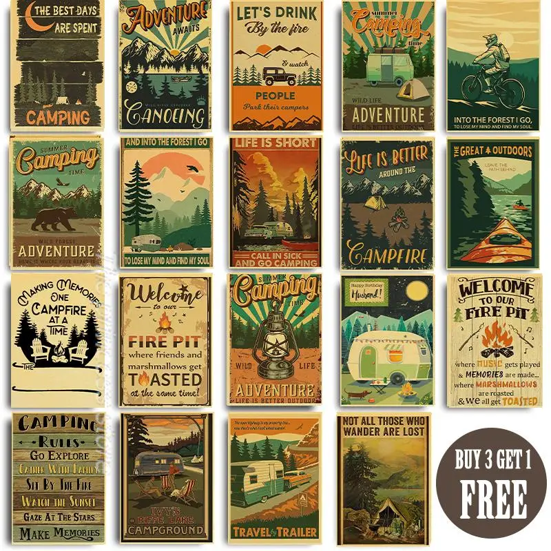Vintage Camping Tour Kraft Poster Holiday Time Vintage Restaurant Home Camping shop Cafe Wall Decor
Vintage Camping Tour Kraft Poster Holiday Time Vintage Restaurant Home Camping shop Cafe Wall Decor