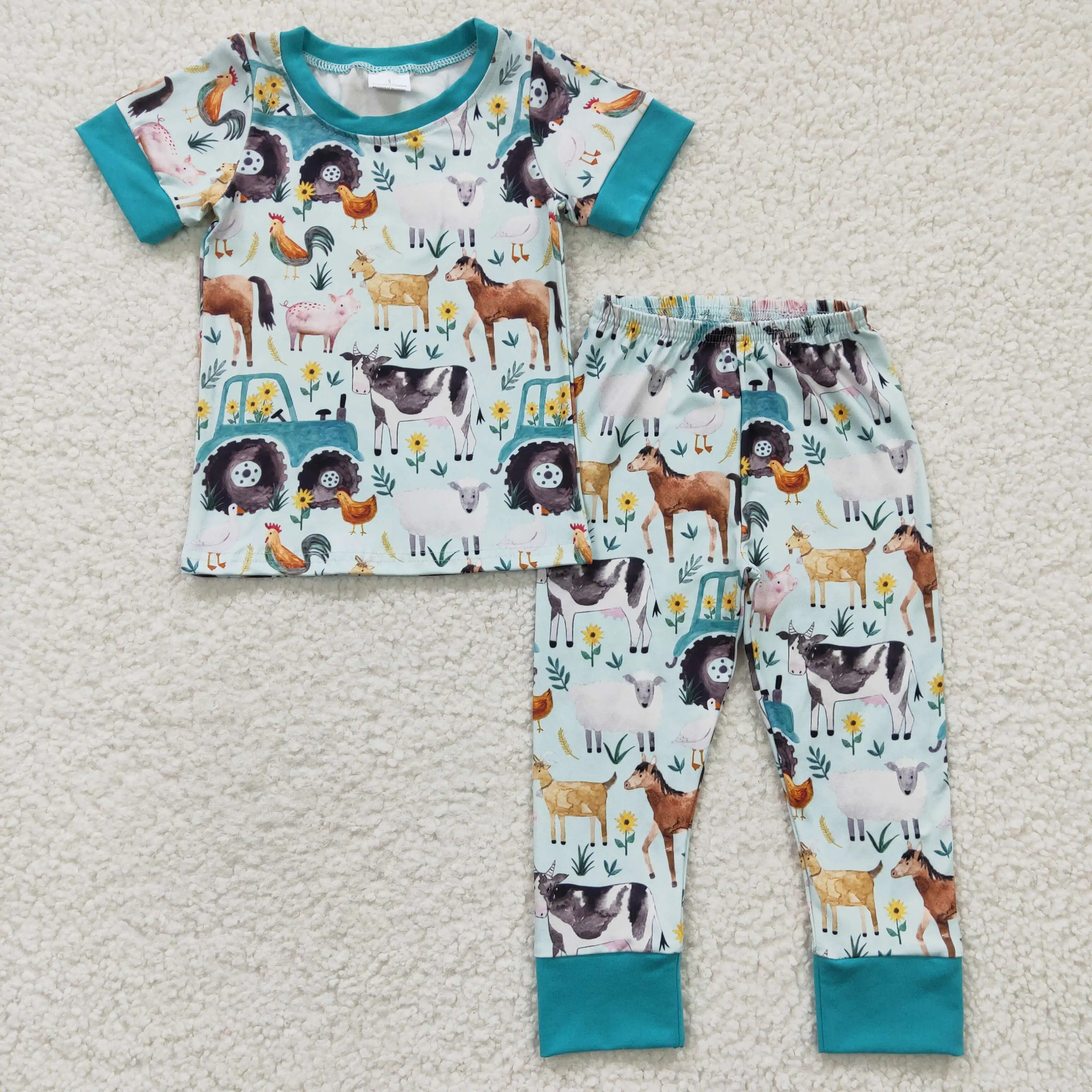 Toddler Boys Farm Animals Pajamas Clothing Kids Green Jogger Sets Children High Quality Clothes Short Sleeves RTS Set
Toddler Boys Farm Animals Pajamas Clothing Kids Green Jogger Sets Children High Quality Clothes Short Sleeves RTS Set