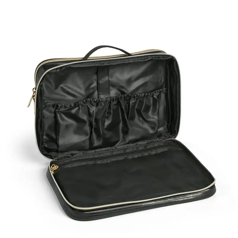 Sleek, Durable, and Compact Travel Zip and Carry Weekender Black Cosmetic Bag - Perfect Bag for On-the-Go Travelers. 
Sleek, Durable, and Compact Travel Zip and Carry Weekender Black Cosmetic Bag - Perfect Bag for On-the-Go Travelers.