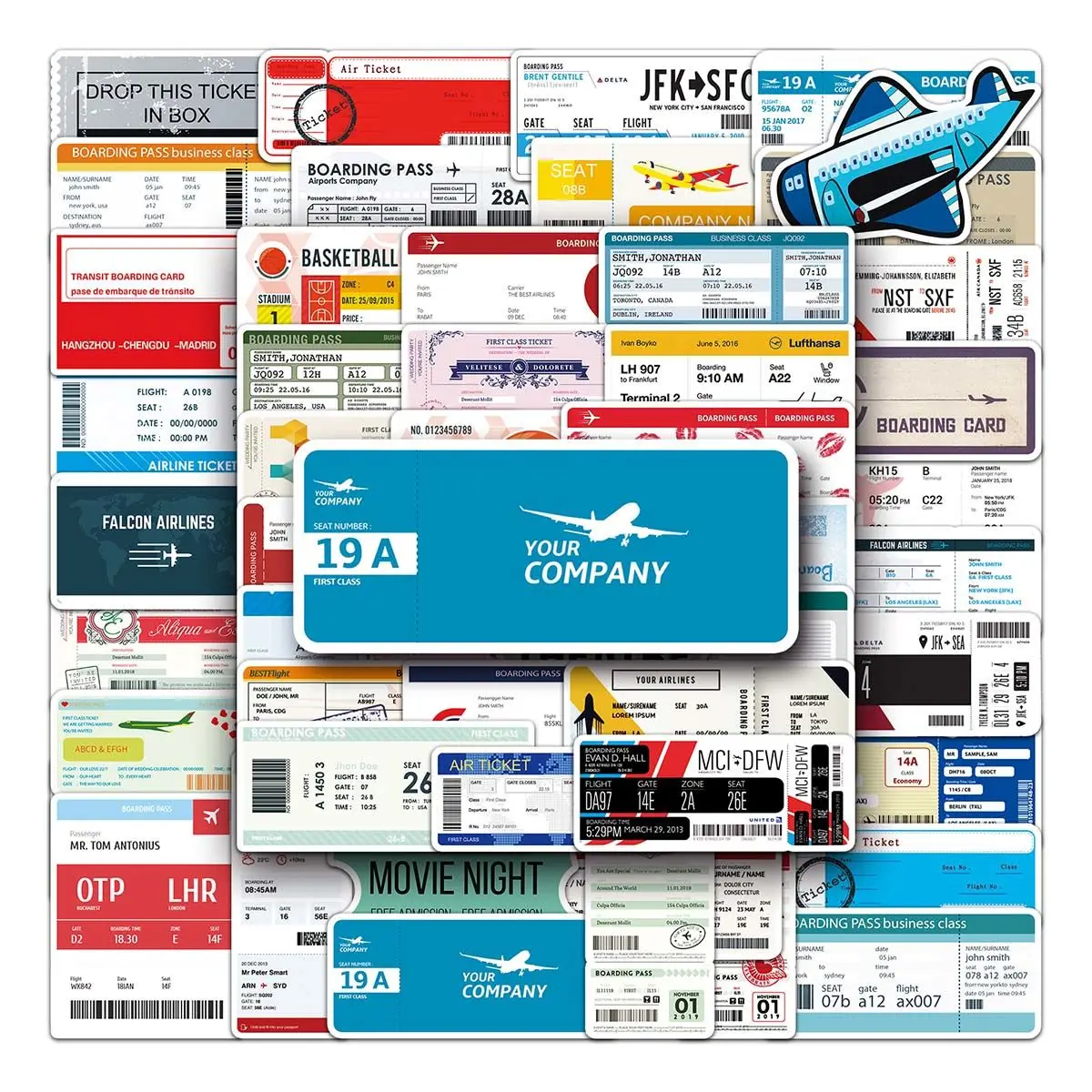 52Pcs Boarding Pass Air Tickets Graffiti Stickers Diy Travel Luggage Guitar Laptop Waterproof Classic Cool Stickers Kid Toy
52Pcs Boarding Pass Air Tickets Graffiti Stickers Diy Travel Luggage Guitar Laptop Waterproof Classic Cool Stickers Kid Toy