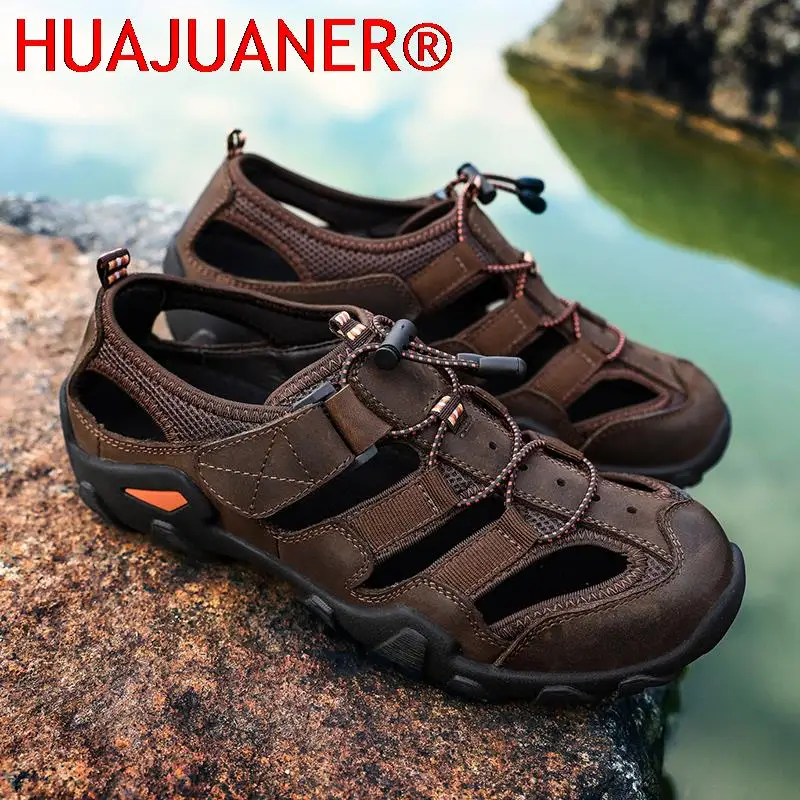Summer Luxury Sandals Men Breathable Genuine Leather Outdoor Sandalias Trekking Casual Beach Shoes Male Loafers Big Size 38-48
Summer Luxury Sandals Men Breathable Genuine Leather Outdoor Sandalias Trekking Casual Beach Shoes Male Loafers Big Size 38-48
