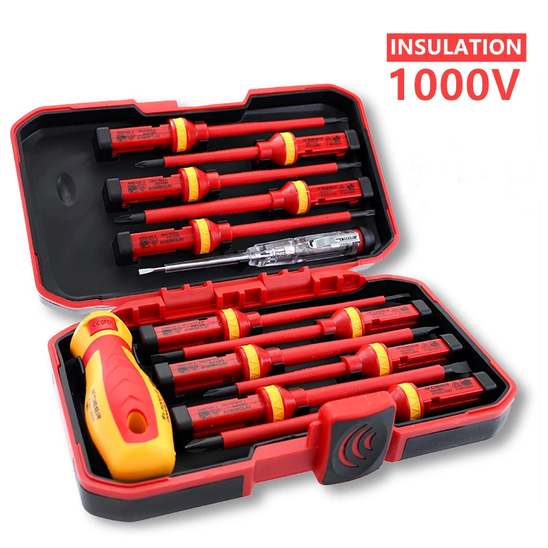 13PCS Insulated Screwdriver Set resistant high voltage 1000v Phillips Slotted Screw Holder Multifunctional Electrician Hand Tool
13PCS Insulated Screwdriver Set resistant high voltage 1000v Phillips Slotted Screw Holder Multifunctional Electrician Hand Tool