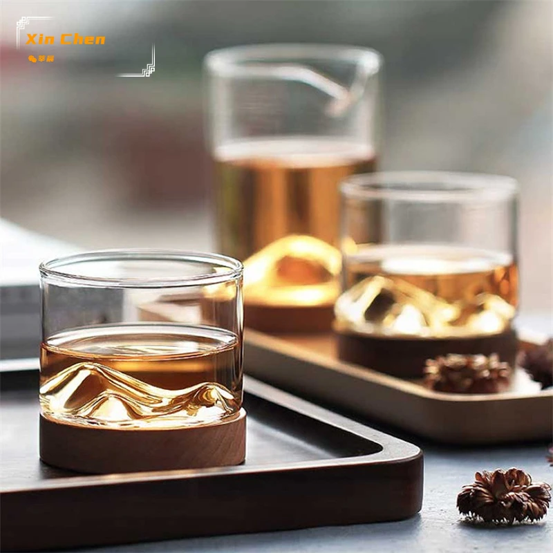 Mountain Whiskey Glass with Wooden Base Creative Beer Glass Wine Water Tea Cup Whiskey Glasses Set Bar Drinkware Accessories
Mountain Whiskey Glass with Wooden Base Creative Beer Glass Wine Water Tea Cup Whiskey Glasses Set Bar Drinkware Accessories