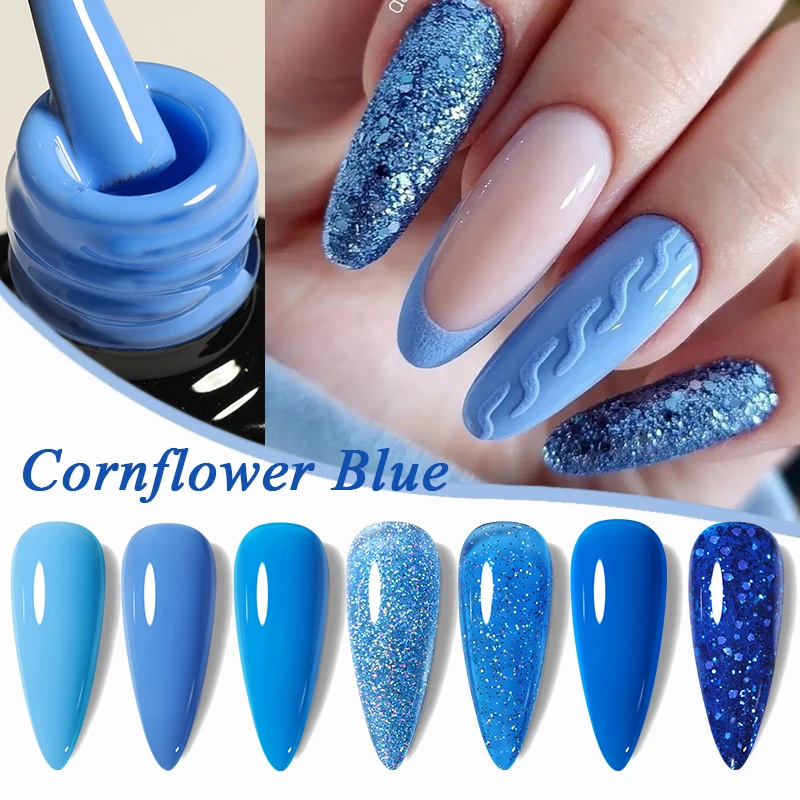 

UR SUGAR 7ml Glass Bottle Cornflower Blue Color Gel Nail Polish High Saturation Soak Off UV LED Semi Permanent Gel Manicure