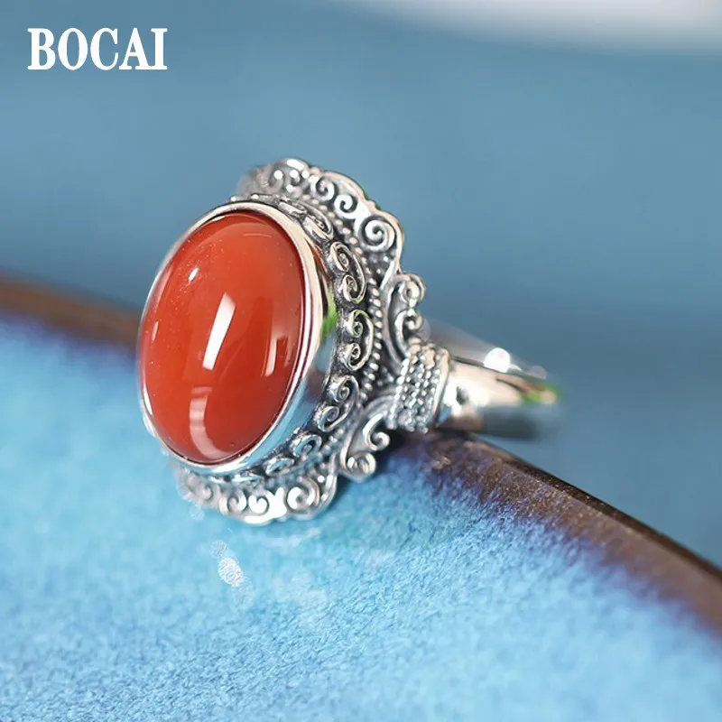 BOCAI 2022 Real S925 Silver Jewelry VChinese Style Elegant Retro Natural Onyx Women's Ring Holiday Gift
BOCAI 2022 Real S925 Silver Jewelry VChinese Style Elegant Retro Natural Onyx Women's Ring Holiday Gift