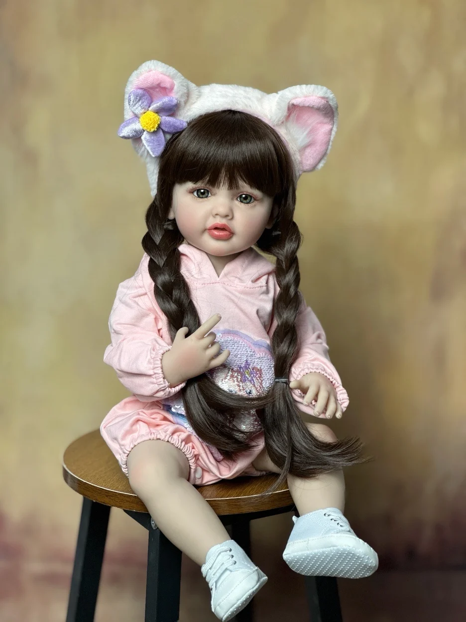 Realistic Full Silicone Body Reborn Baby Girl 55 CM 22 Inch Doll Long Brown Hair Princess Toddler Bebe Christmas Gift
Realistic Full Silicone Body Reborn Baby Girl 55 CM 22 Inch Doll Long Brown Hair Princess Toddler Bebe Christmas Gift
