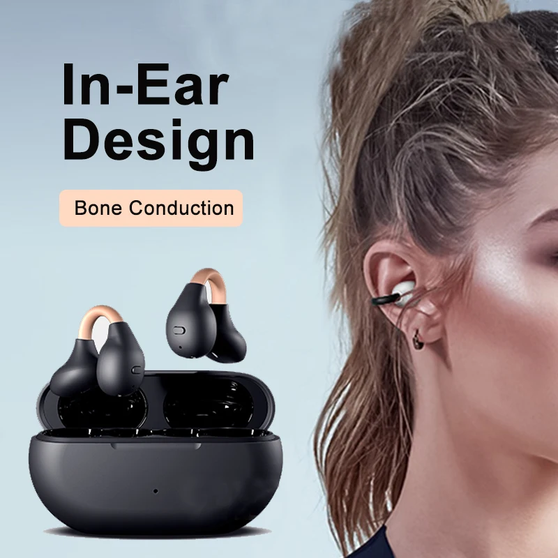 Wireless Bluetooth Headphones TWS Mini Ear Clip Bone Conduction Earphones Ear Clip on Ear Earring Sports Earbud hooks with Mic
Wireless Bluetooth Headphones TWS Mini Ear Clip Bone Conduction Earphones Ear Clip on Ear Earring Sports Earbud hooks with Mic