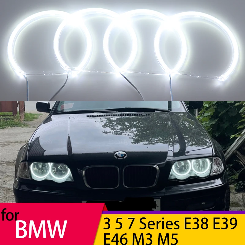

Car-styling White LED Halo Rings Light For BMW 3 5 7 Series E46 E39 E36 E38 LED SMD Angel Eyes Kit Lamps 131mm 146mm