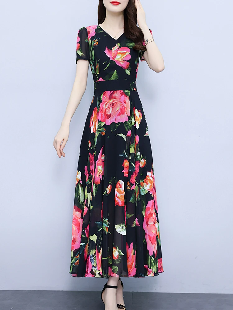 Women Floral Elegant Casual Midi Dress 2023 New Korean Fashion Chiffon Boho Summer Long Evening Dresses Clothes For Formal Party
Women Floral Elegant Casual Midi Dress 2023 New Korean Fashion Chiffon Boho Summer Long Evening Dresses Clothes For Formal Party