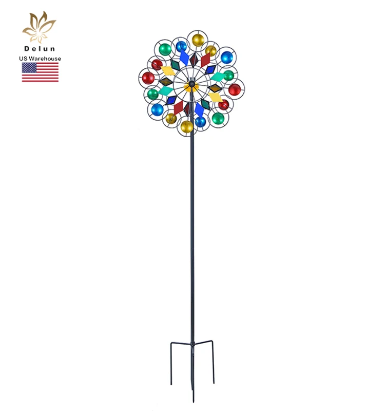 Colorful Acrylic Design Solar Wind Spinner Metal Windmill Yard Spinner with Solar Light
Colorful Acrylic Design Solar Wind Spinner Metal Windmill Yard Spinner with Solar Light