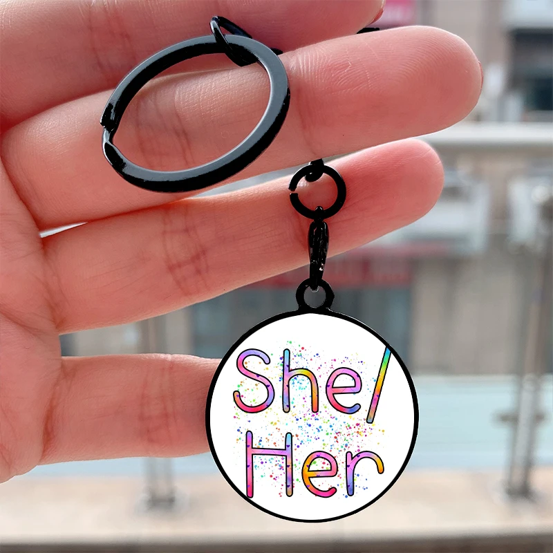 Fashion She Her Respect My Pronouns Cool Key Tag Motorcycles Cars Backpack Chaveiro Keychain For Friends Key Ring Accessories
Fashion She Her Respect My Pronouns Cool Key Tag Motorcycles Cars Backpack Chaveiro Keychain For Friends Key Ring Accessories