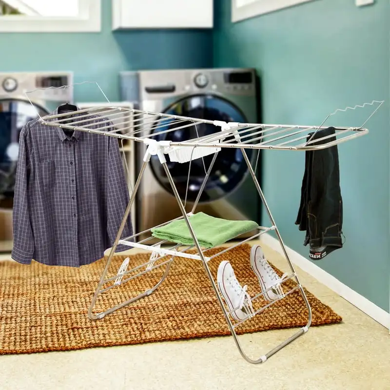 Heavy Duty Laundry Drying Rack- Chrome Steel Clothing Shelf for Indoor and Outdoor Use Best Used for Shirts Pants Towels Shoes b
Heavy Duty Laundry Drying Rack- Chrome Steel Clothing Shelf for Indoor and Outdoor Use Best Used for Shirts Pants Towels Shoes b