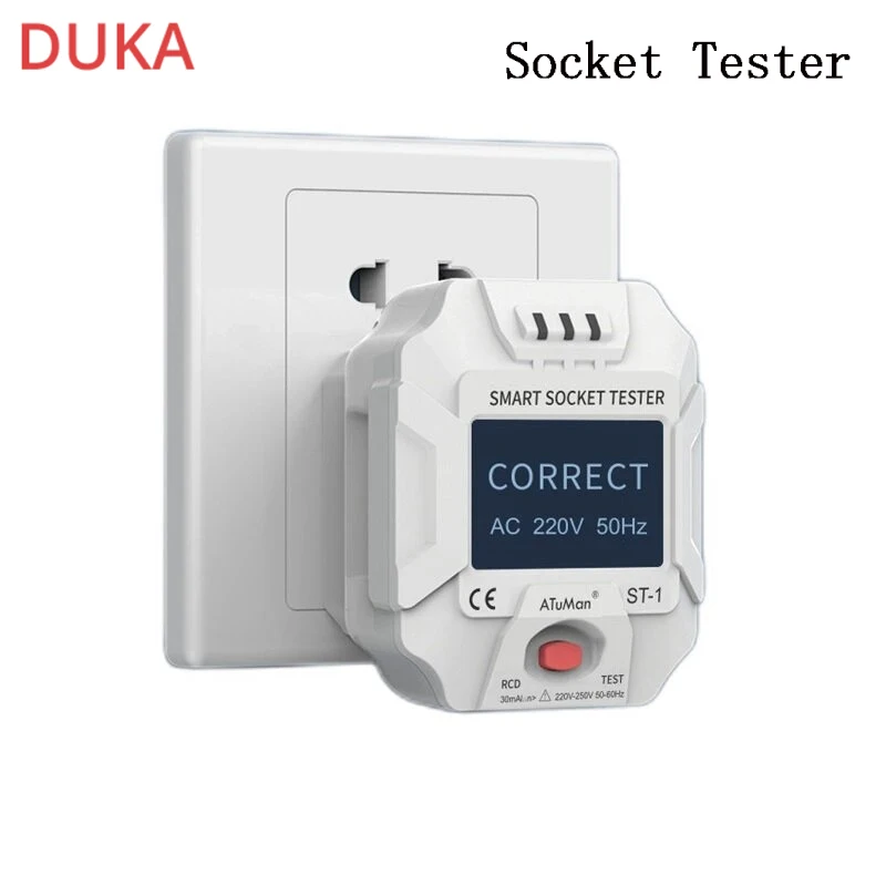 2021 AtuMan DUKA Outlet Socket Tester 90-250V Smart Digital Display LCD Circuit Polarity Detector Wall Plug Open Circuit Finder
2021 AtuMan DUKA Outlet Socket Tester 90-250V Smart Digital Display LCD Circuit Polarity Detector Wall Plug Open Circuit Finder