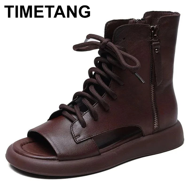 New Genuine Leather Sandals Women's Flat Heels High-top Roman Open-toed Sandals Summer Lace-up Side Zip Women's Shoes
New Genuine Leather Sandals Women's Flat Heels High-top Roman Open-toed Sandals Summer Lace-up Side Zip Women's Shoes