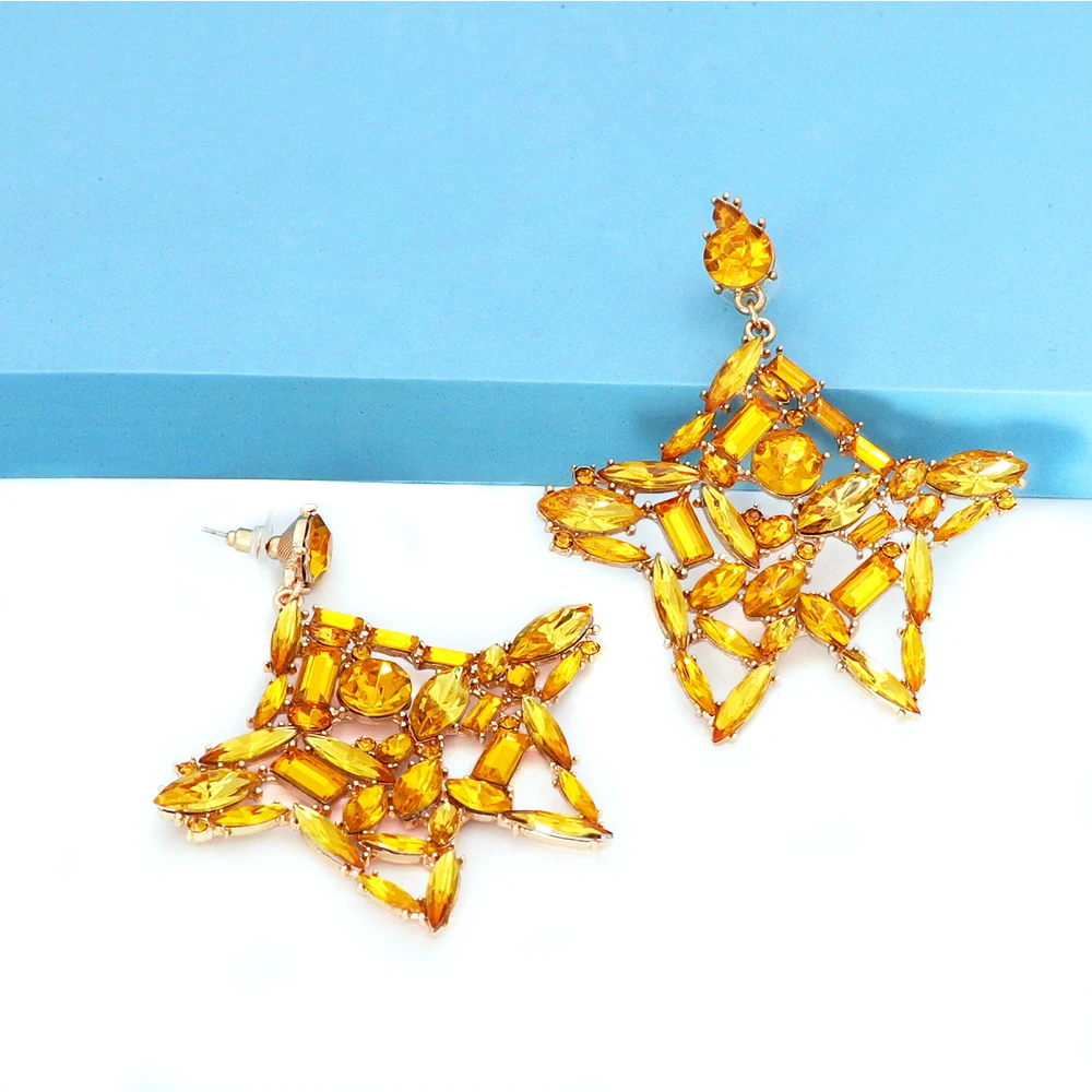 New Creative Hollow out Pentagon Geometric Yellow Crystal Dangle Drop Earrings Personality Aesthetic Earrings for Women Jewelry
New Creative Hollow out Pentagon Geometric Yellow Crystal Dangle Drop Earrings Personality Aesthetic Earrings for Women Jewelry