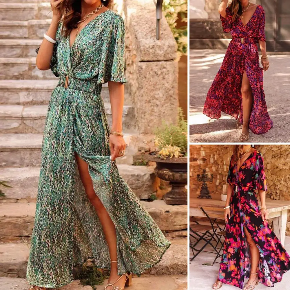 Women Elegant Slim Print Spring Dress Fashion V-Neck Short Sleeve Boho Printed Beach Long Dress Casual Holiday Party Slit Dress
Women Elegant Slim Print Spring Dress Fashion V-Neck Short Sleeve Boho Printed Beach Long Dress Casual Holiday Party Slit Dress
