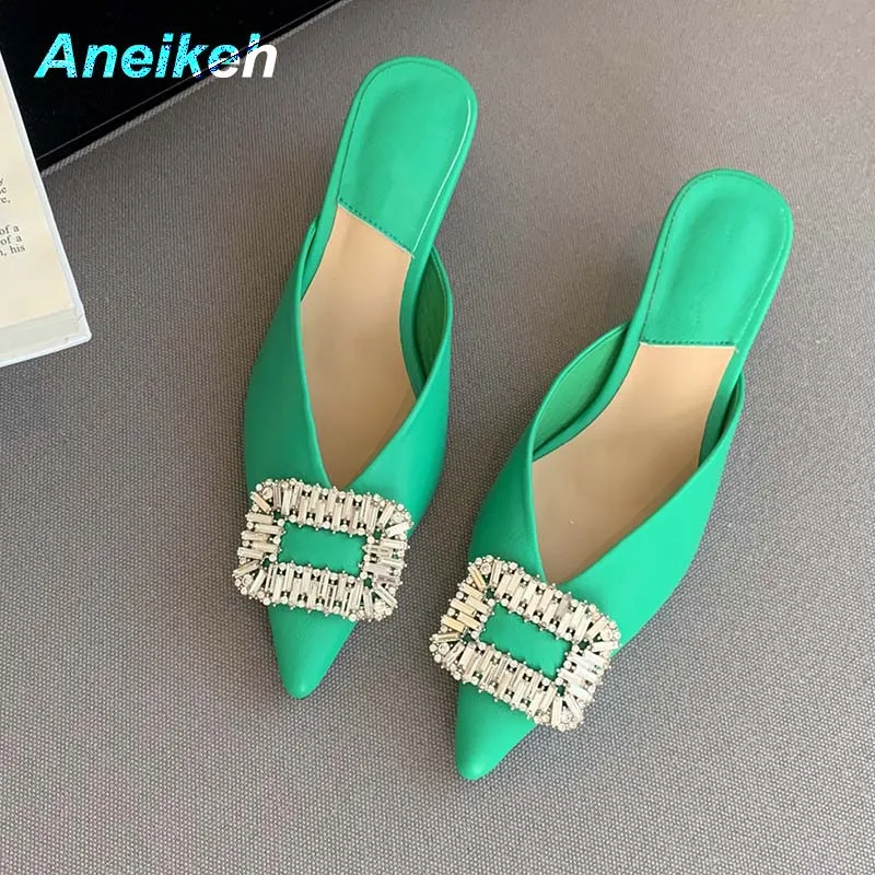 Aneikeh 2022 Shallow Bling Solid Sweet Pointed Toe Thin Heels Women Summer Sandal Fashion Slippers Concise New Black Size 35-39
Aneikeh 2022 Shallow Bling Solid Sweet Pointed Toe Thin Heels Women Summer Sandal Fashion Slippers Concise New Black Size 35-39
