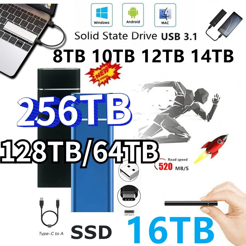 External Mobile Solid State Drive Portable SSD NTSF System Large Capacity 256TB TYPE-C//USB3.1 Interface Is Suitable for PC//PS4
External Mobile Solid State Drive Portable SSD NTSF System Large Capacity 256TB TYPE-C//USB3.1 Interface Is Suitable for PC//PS4
