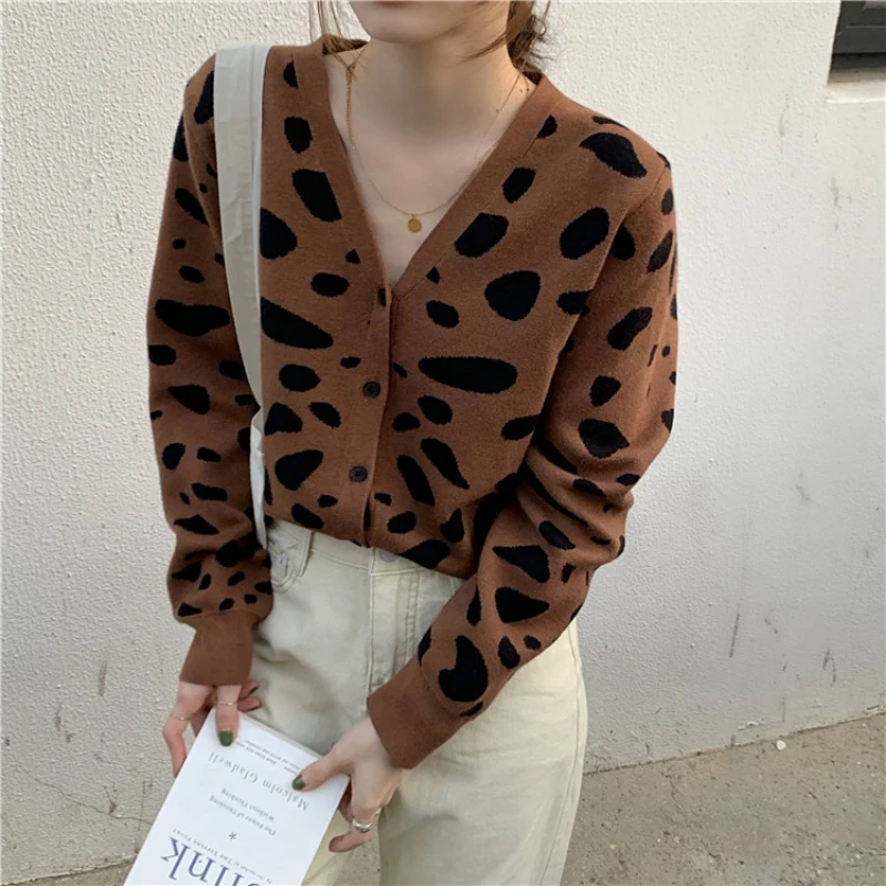 New Spring Casual Women Sweater Vintage Leopard Print Long Sleeve Cashmere Pull Femme Streetwear Knitted Cardigan Blouse Mujer
New Spring Casual Women Sweater Vintage Leopard Print Long Sleeve Cashmere Pull Femme Streetwear Knitted Cardigan Blouse Mujer