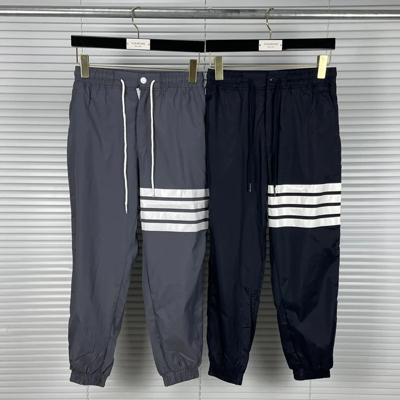 

Brand THOM Fashion 2023 TB Sweatpants Men Autumn Nylon Casual Sports Trousers Panelled Tracksuit Bottoms Mens Jogger Track Pants