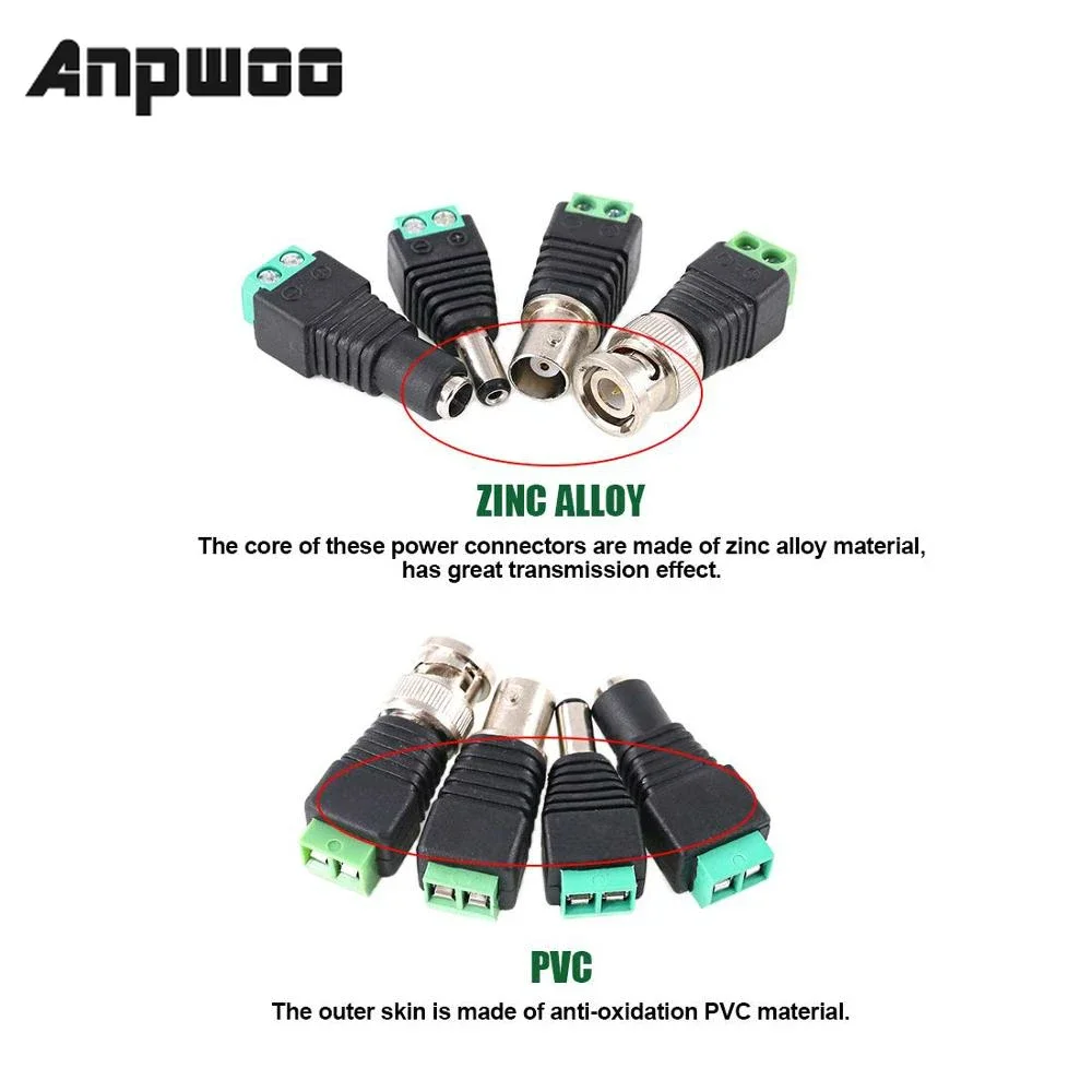 5Pair 2.1x5.5mm Female and Male DC Power Adapter Connector Coaxial Camera BNC Male and Female Balun Connector for Coax Cat5 CCTV 
5Pair 2.1x5.5mm Female and Male DC Power Adapter Connector Coaxial Camera BNC Male and Female Balun Connector for Coax Cat5 CCTV