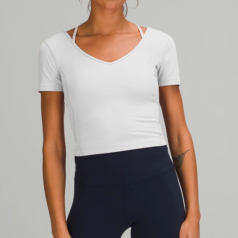 Lulu Crop Top Shirts Short Sleeve V Neck Sport T-shirts Fitness Solid Yoga Tee Gym Clothes for Women Workout Running Activewear
Lulu Crop Top Shirts Short Sleeve V Neck Sport T-shirts Fitness Solid Yoga Tee Gym Clothes for Women Workout Running Activewear