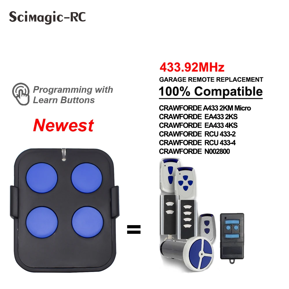 

Normstahl Crawford EA433 2KS 4KS RCU433-2 N002800 T433-4 Garage Door Remote Control 433.92MHz Rolling Code Gate Transmitter