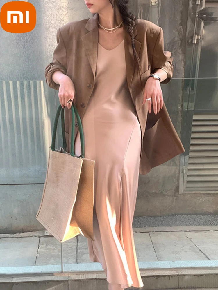 Летнее пляжное элегантное платье Xiaomi на бретелях, Женские французские винтажные вечерние длинные платья, Дамское атласное пикантное корей...
Летнее пляжное элегантное платье Xiaomi на бретелях, Женские французские винтажные вечерние длинные платья, Дамское атласное пикантное корей...