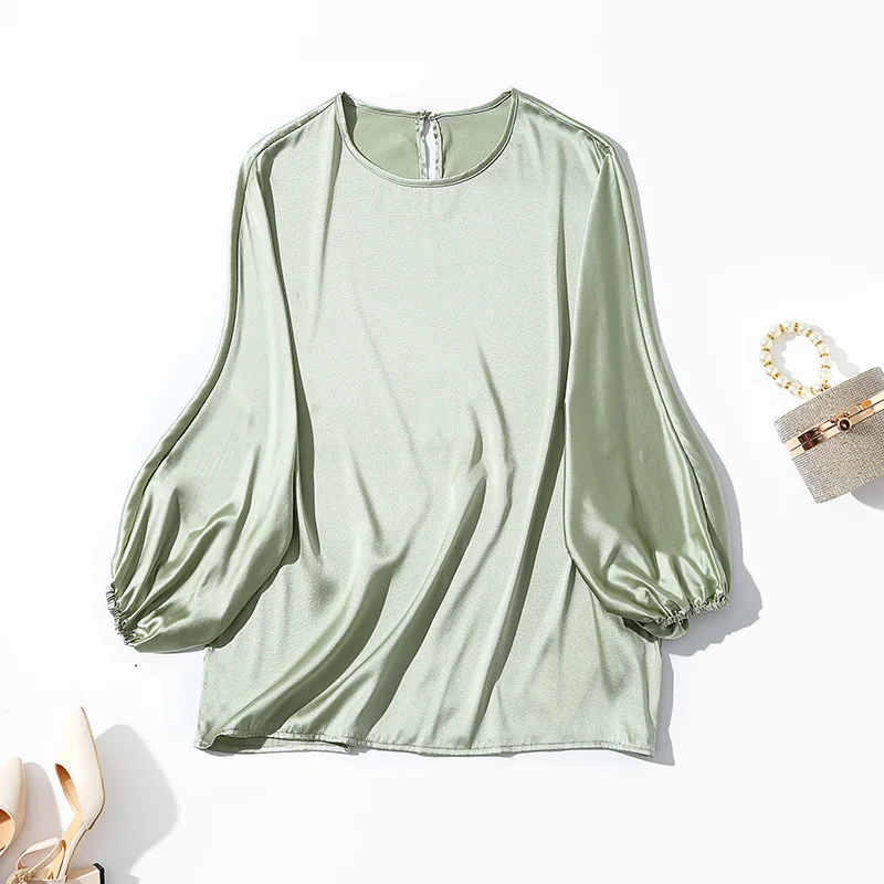 Silk Satin Blouse Women Summer 2022 New Solid Color Round Neck Lantern Sleeves Loose All Matched Fine Tops S-XL
Silk Satin Blouse Women Summer 2022 New Solid Color Round Neck Lantern Sleeves Loose All Matched Fine Tops S-XL