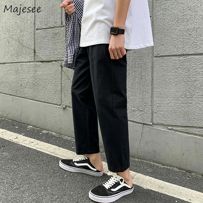 

Pants Men Casual Pure Color All-match Hip Hop Harem Trouser Ulzzang Students Teens Ins Stylish Handsome Baggy Elastic Waist New
