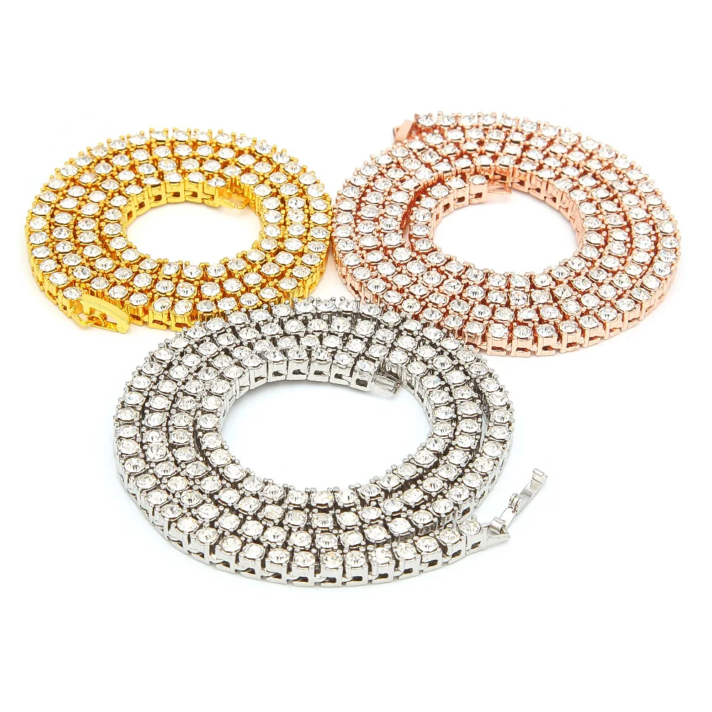 European and American Men's Hip-hop Necklace 3mm 4mm Alloy Rhinestone Tennis Chains Choker Necklace Gothic lovers' Jewelry
European and American Men's Hip-hop Necklace 3mm 4mm Alloy Rhinestone Tennis Chains Choker Necklace Gothic lovers' Jewelry