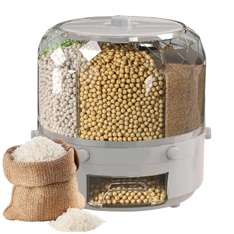 Rotating Food Bucket 6-Grid Cereal Rotating Bucket Dust-Proof Kitchen Countertop Cutlery Racks For Cabinets Countertops Soybean
Rotating Food Bucket 6-Grid Cereal Rotating Bucket Dust-Proof Kitchen Countertop Cutlery Racks For Cabinets Countertops Soybean
