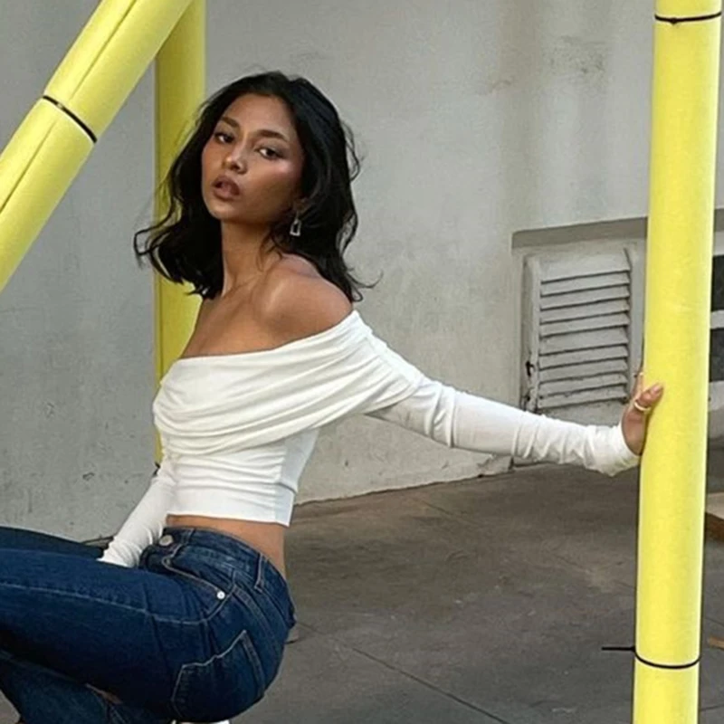 Y2K Vintage Harajuku White Tees Elegant Female Clothes Chic Women Sexy Off Shoulder Top Spring Long Sleeve Slim Fit Crop Top
Y2K Vintage Harajuku White Tees Elegant Female Clothes Chic Women Sexy Off Shoulder Top Spring Long Sleeve Slim Fit Crop Top