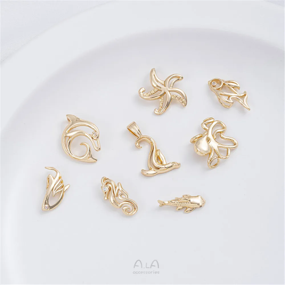14K Gold Color Plating Marine Life Dolphin Starfish Pendant DIY Hand String Pearl Bracelet Charm Pendant Jewelry
14K Gold Color Plating Marine Life Dolphin Starfish Pendant DIY Hand String Pearl Bracelet Charm Pendant Jewelry