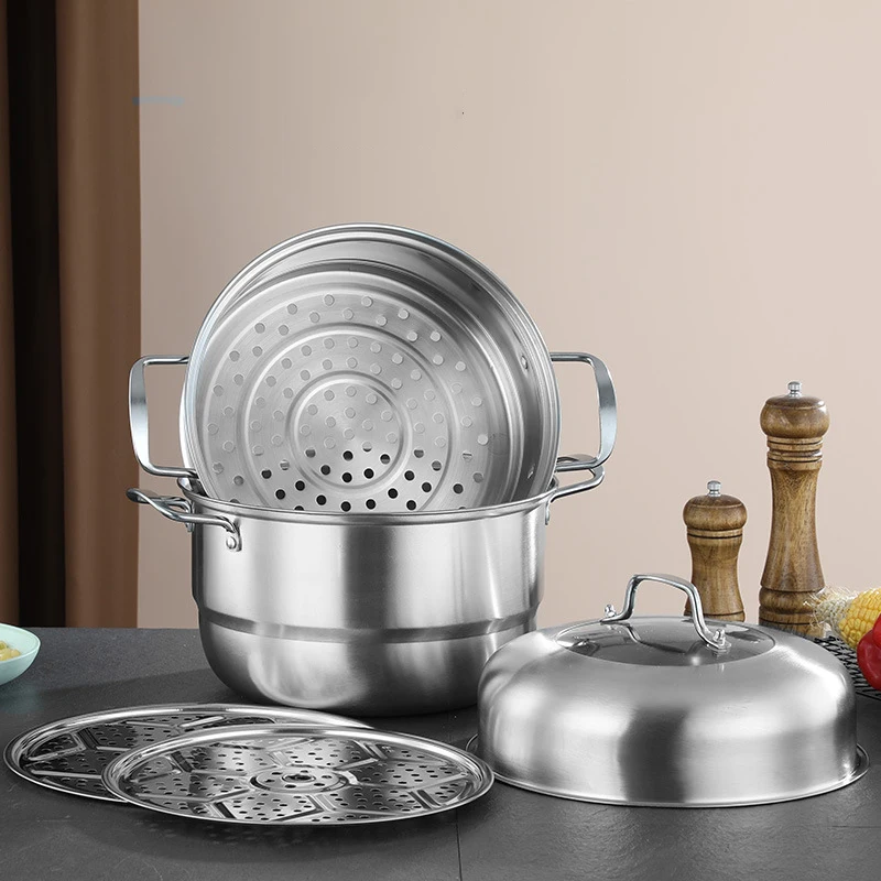 Stainless Steel 2/3 Layer Thickened Steamer Soup Pot Suitable All Kinds Of Stoves Kitchen Special Steam Pot Cooking Tools
Stainless Steel 2/3 Layer Thickened Steamer Soup Pot Suitable All Kinds Of Stoves Kitchen Special Steam Pot Cooking Tools