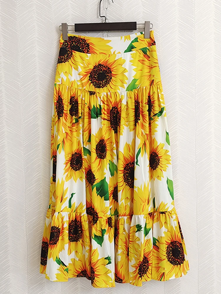 Bohemian Yellow Sunflower Printed High Waist Holiday Long Skirt Cotton Fabric Good Qulaity Lady Maxi Skirt
Bohemian Yellow Sunflower Printed High Waist Holiday Long Skirt Cotton Fabric Good Qulaity Lady Maxi Skirt