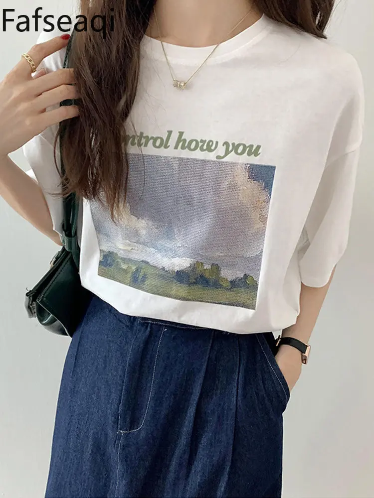 Landscape Graphic T Shirt Women 2023 New Loose Aesthetic Print Summer Tops Korean White Cotton Short Sleeve Female Oversize Tees
Landscape Graphic T Shirt Women 2023 New Loose Aesthetic Print Summer Tops Korean White Cotton Short Sleeve Female Oversize Tees