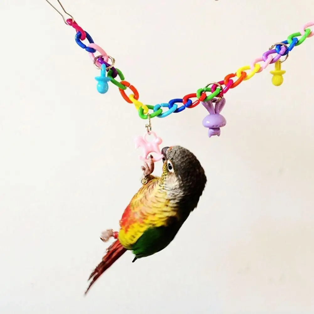 

Colorful Decoration Hanging Bird Toy Parrot Swing Cage Toys Climbing Chew Toy For Parakeet Cockatiel Budgie Lovebird 35cm