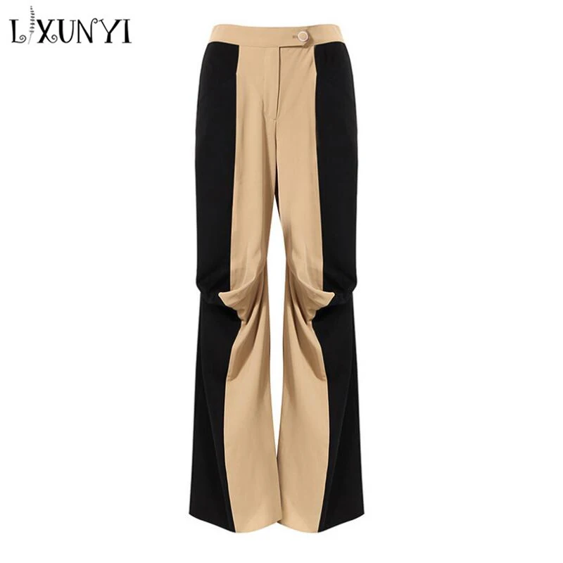 LXUNYI Straight Women's Casual Pants 2022 Spring Summer New Personality Irregular Color Contrast Fold Design Khaki Trousers
LXUNYI Straight Women's Casual Pants 2022 Spring Summer New Personality Irregular Color Contrast Fold Design Khaki Trousers