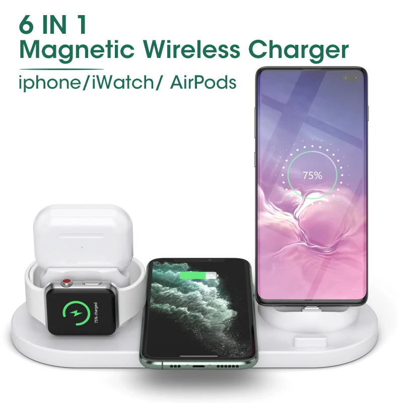 

2022 Wireless Charger for iPhone 12 Pro for iphon Fast charger10W Fast Charging Pad for Apple Watch 6 in 1 Charging Dock Station