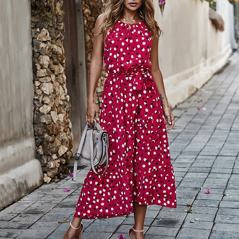 Summer Women Polka-Dot Long Dress Beach Dresses Strapless Casual White Midi Sundress Robe 2022 Red Vacation Clothes For Woman
Summer Women Polka-Dot Long Dress Beach Dresses Strapless Casual White Midi Sundress Robe 2022 Red Vacation Clothes For Woman