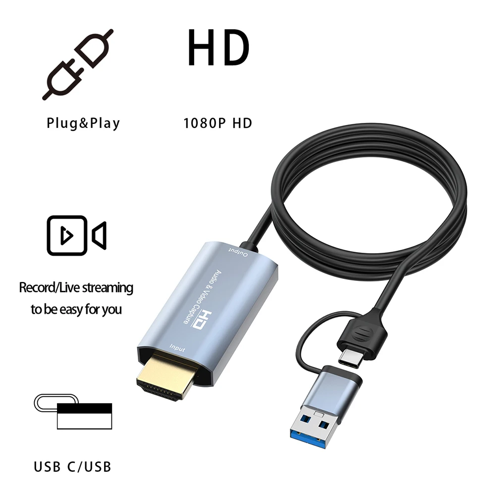 Type C Video Capture Card HDMI-compatible Video Grabber Portable 4K Video Capture Card HD 1080P for Live Streaming Video Record
Type C Video Capture Card HDMI-compatible Video Grabber Portable 4K Video Capture Card HD 1080P for Live Streaming Video Record