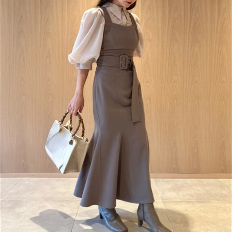 Japanese Office Lady Elegant Belt Slim Robe High Waist Bodycon Denim Fishtail Slip Dress Spring New All-match Casual Vestidos
Japanese Office Lady Elegant Belt Slim Robe High Waist Bodycon Denim Fishtail Slip Dress Spring New All-match Casual Vestidos