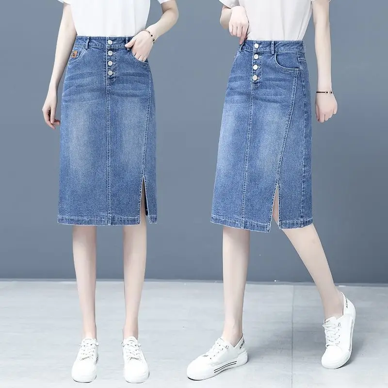 2022 Women's Spring Autumn New High Waist Slim Jeans Skirts Female Plus Size Side Split Skirts Ladies A-line Denim Skirts F154
2022 Women's Spring Autumn New High Waist Slim Jeans Skirts Female Plus Size Side Split Skirts Ladies A-line Denim Skirts F154