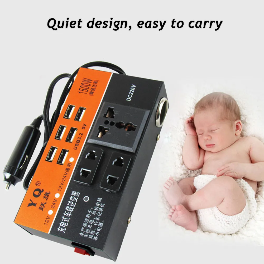 1. The Real Color Of The Item May Be Slightly DiffeCar Power Inverter 1500W Peak DC 12V/24V To DC 110V/220V Converter Trip 6 USB
1. The Real Color Of The Item May Be Slightly DiffeCar Power Inverter 1500W Peak DC 12V/24V To DC 110V/220V Converter Trip 6 USB
