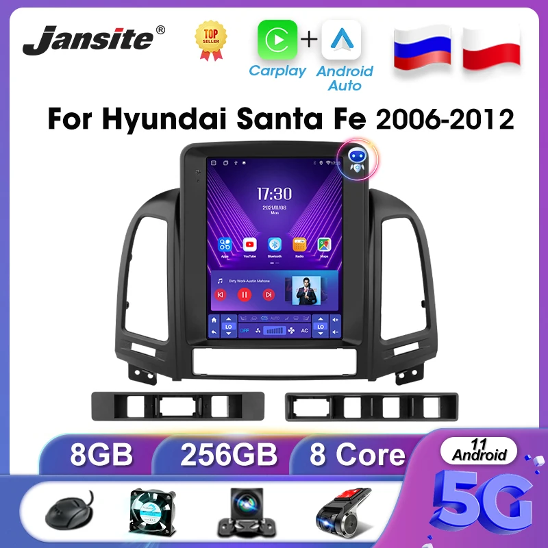 

Jansite 2Din Android 11 Car Stereo Radio For Hyundai Santa Fe 2 2006-2012 Multimedia Video Player Carplay Autoradio Auto DVD RDS