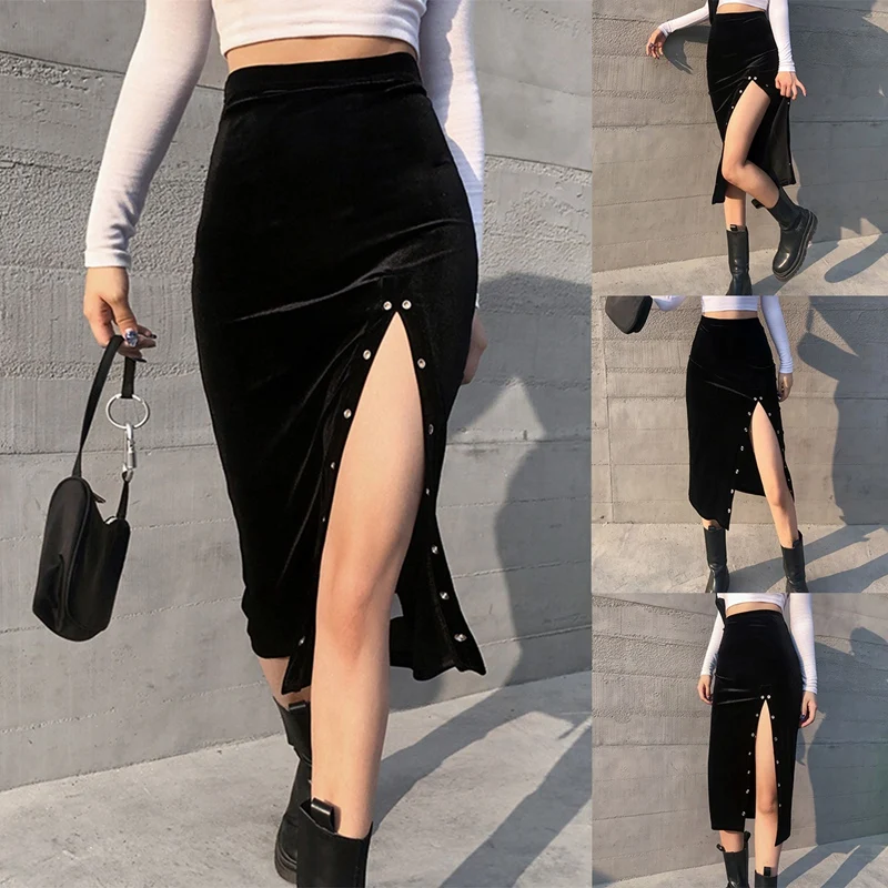 Elegant Black Gothic Velvet Midi Skirts Punk Women High Waist Pencil Long Skirt Korean Sexy Party Wear
Elegant Black Gothic Velvet Midi Skirts Punk Women High Waist Pencil Long Skirt Korean Sexy Party Wear